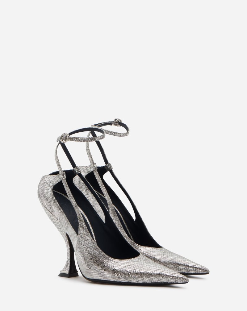Lanvin Metallic Karung Rita Pumps Klackar Dam Silver | WR21-5801Z5