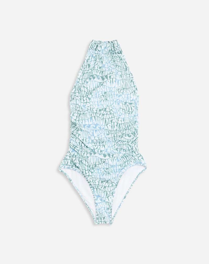 Lanvin One-piece Swimsuits With Lanvin Logo Print Baddräkter Dam Blå | XW58-5168O1