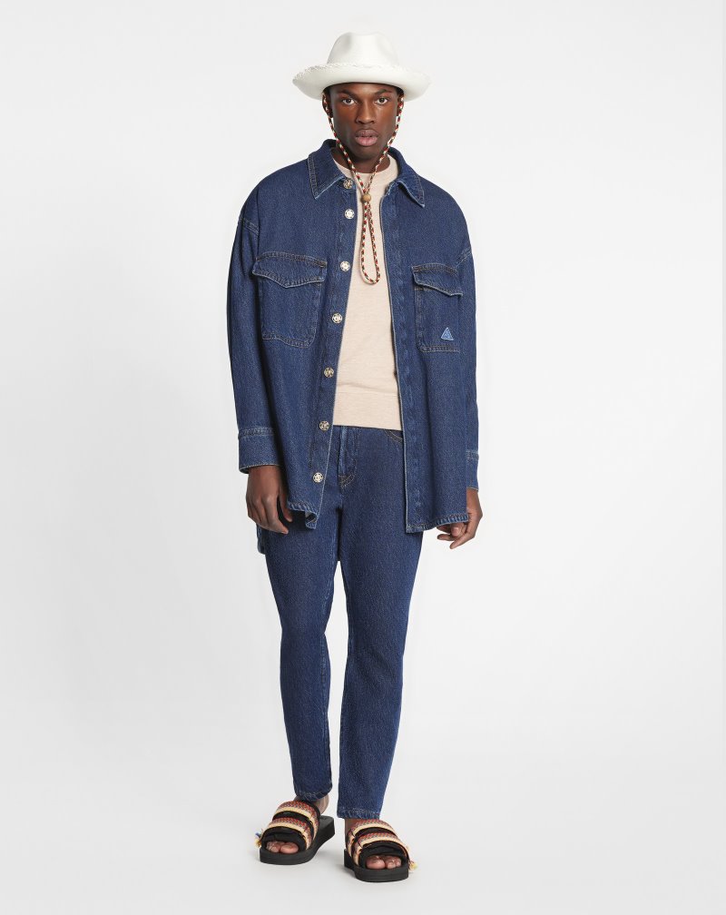 Lanvin Oversized Denim Overshirt Övertröja Herr Ljusblå | YE23-4353G3