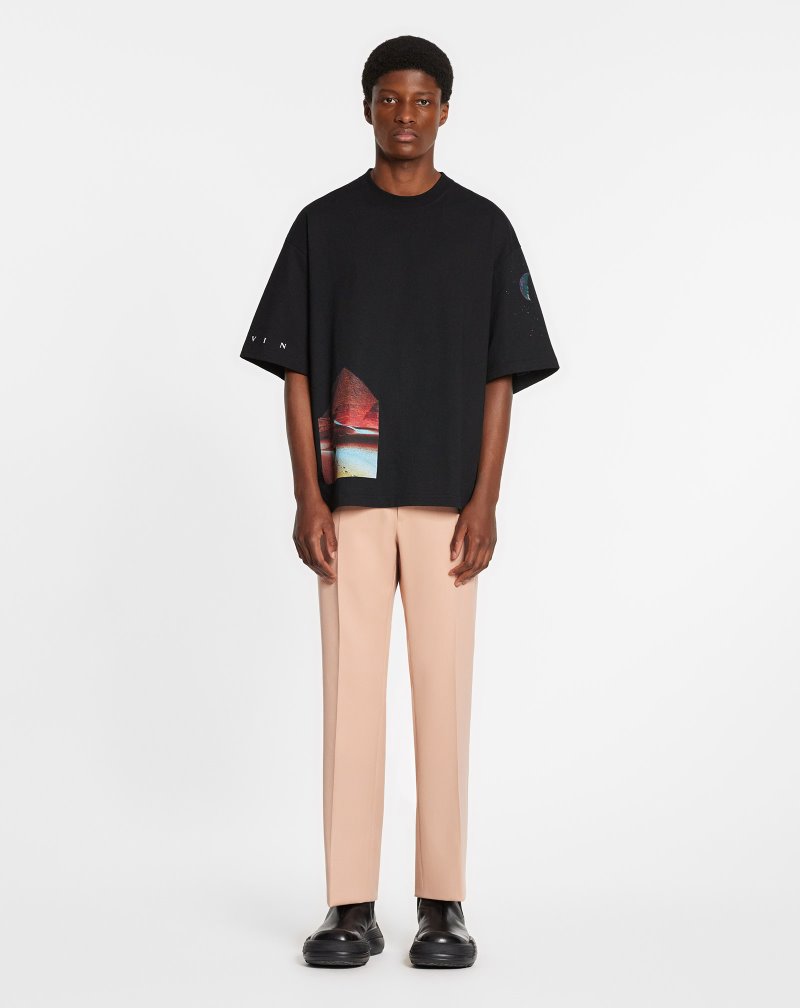 Lanvin Oversized T Shirts With Sci-fi Print T-shirt Herr Svarta | HG47-0417R0