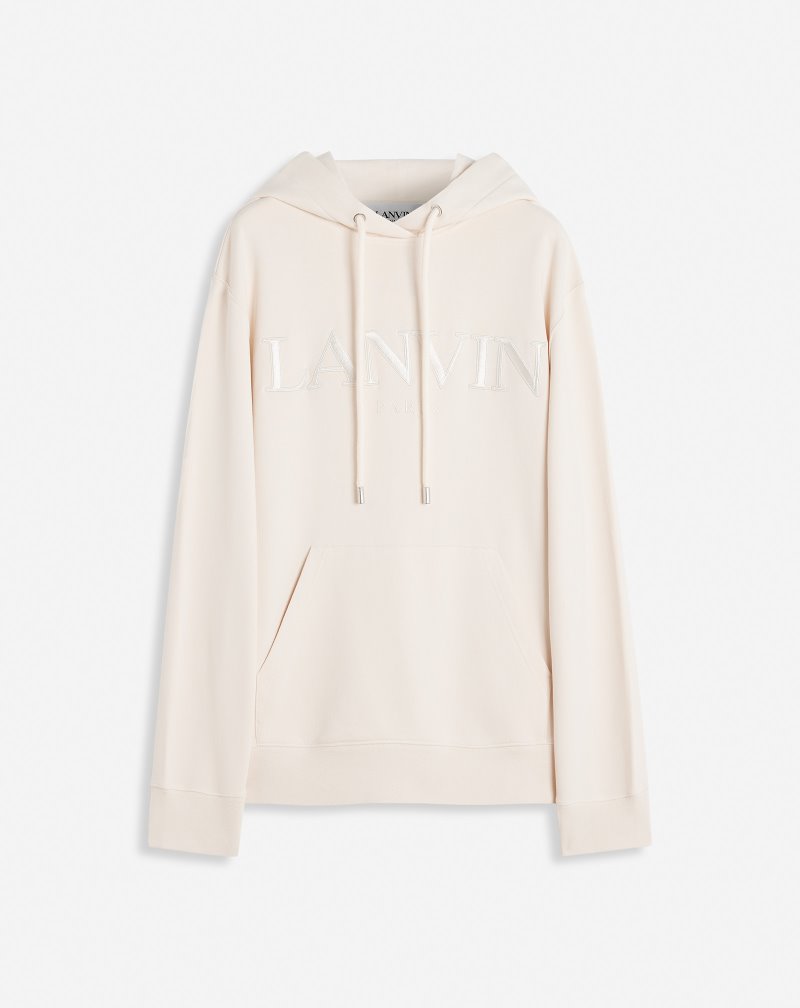 Lanvin Paris Embroidered Hoodie Hoodie Dam Beige | YY59-9479Z0