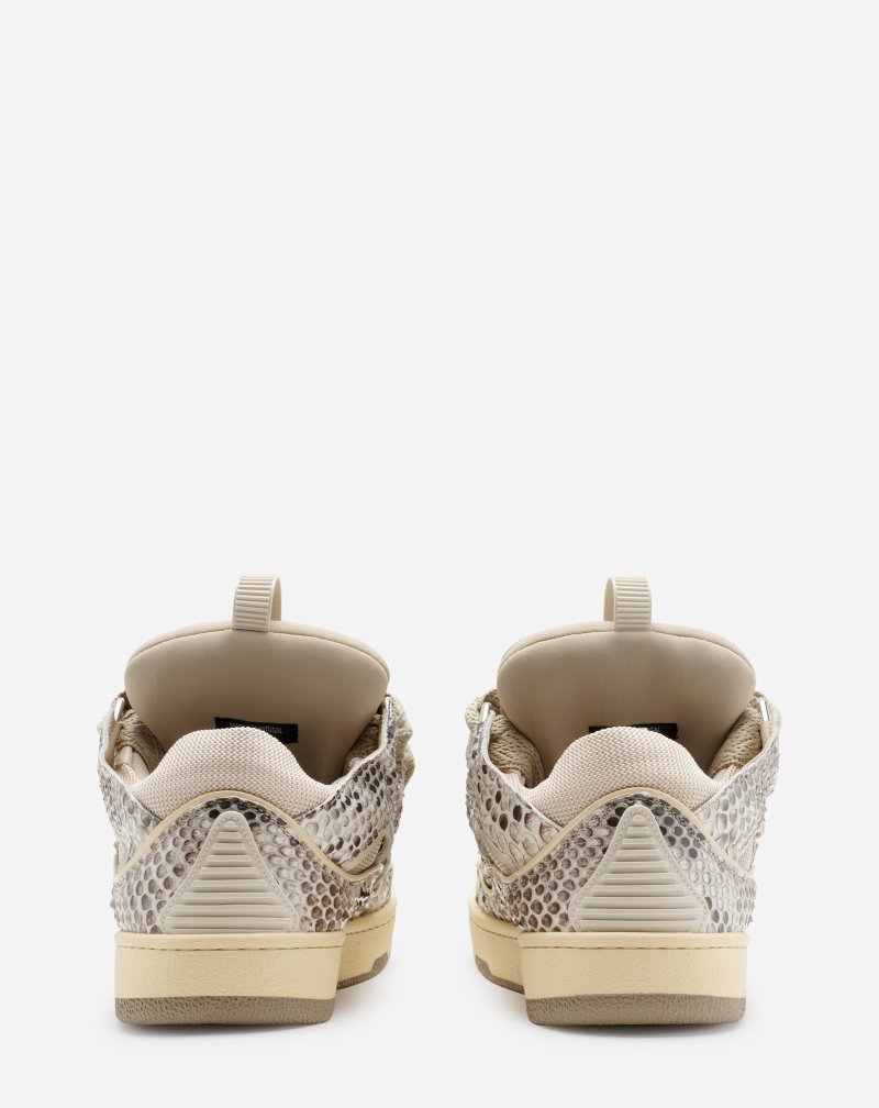 Lanvin Python Print Leather Curb Sneakers Sneakers Dam Beige | RR92-9182W0