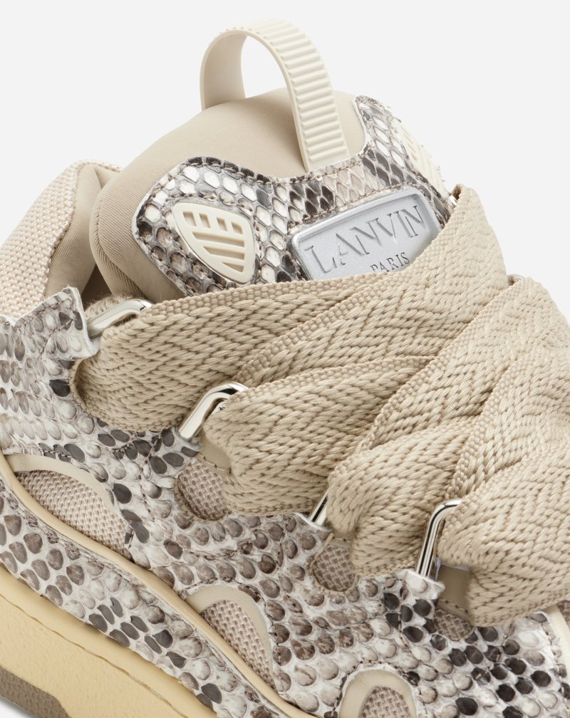 Lanvin Python Print Leather Curb Sneakers Sneakers Dam Beige | RR92-9182W0