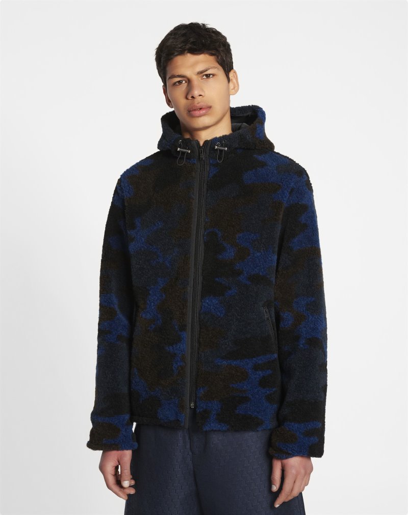 Lanvin Reversible Fleece Jacket Jackor Herr Marinblå Blå Bruna | AU00-2560H6