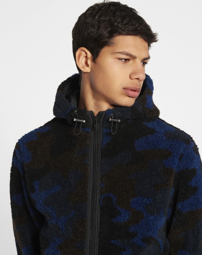Lanvin Reversible Fleece Jacket Jackor Herr Marinblå Blå Bruna | AU00-2560H6