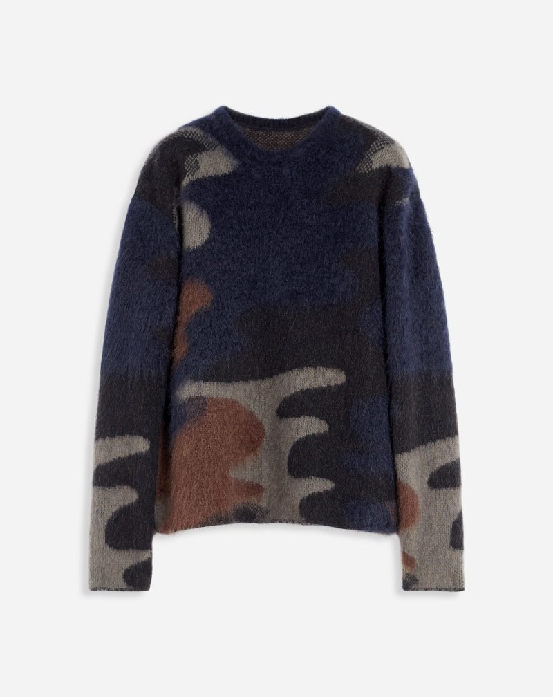 Lanvin Round Neck Camouflage Knit Sweater Tröjor Herr Svarta Olika Färger | UW97-1977C7