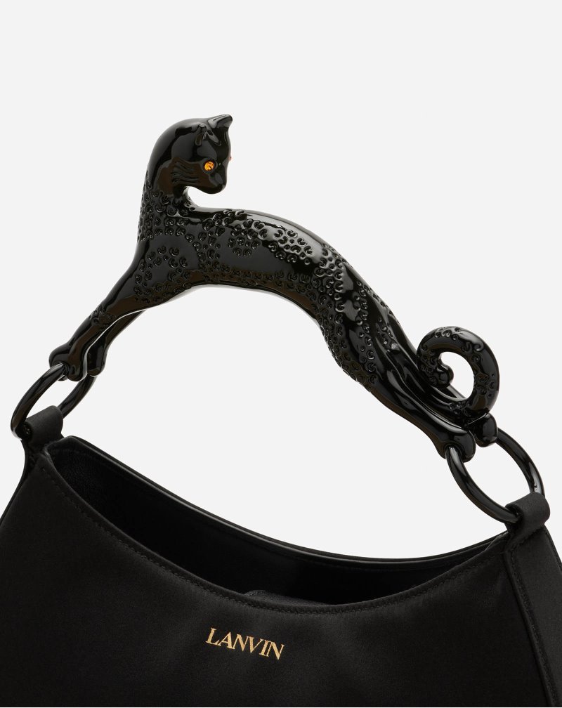 Lanvin Satin Hobo Cat Bag Sm Hobo Väska Dam Svarta | VE99-3519F9
