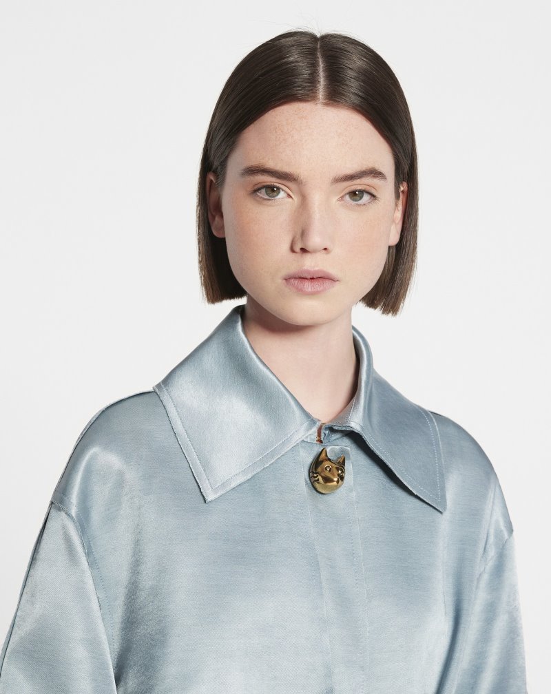 Lanvin Satin Trench Coat Trenchcoat Dam Grå | NJ86-5086Y1