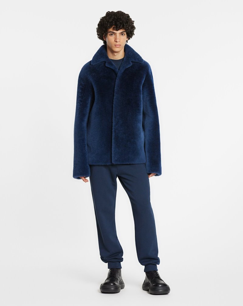 Lanvin Shearling Peacoat Rockar Herr Mörkblå | GV82-1522Y4