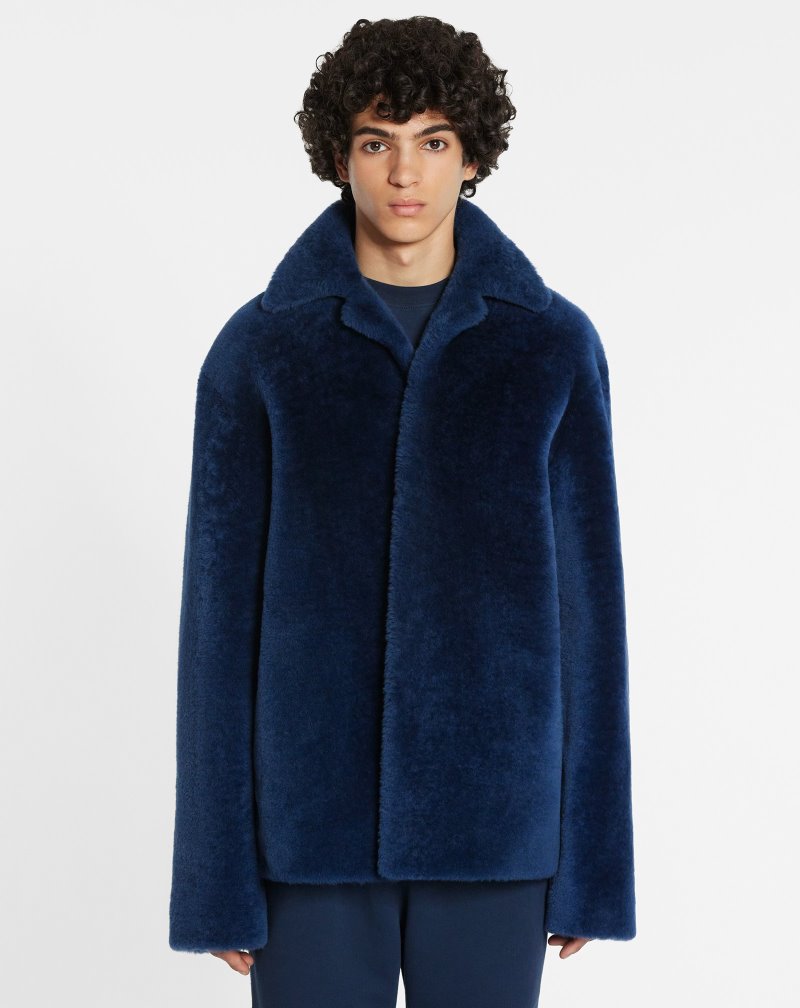 Lanvin Shearling Peacoat Rockar Herr Mörkblå | GV82-1522Y4