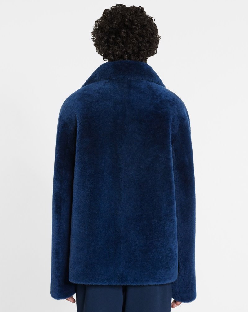 Lanvin Shearling Peacoat Rockar Herr Mörkblå | GV82-1522Y4
