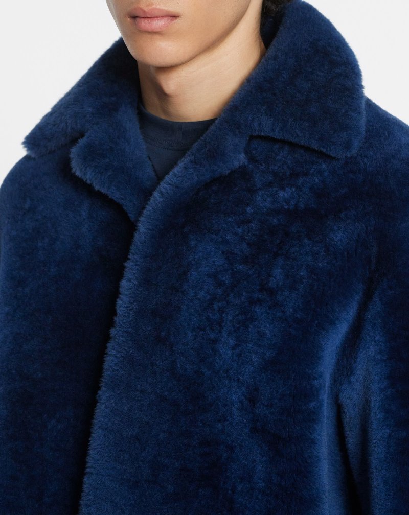Lanvin Shearling Peacoat Rockar Herr Mörkblå | GV82-1522Y4