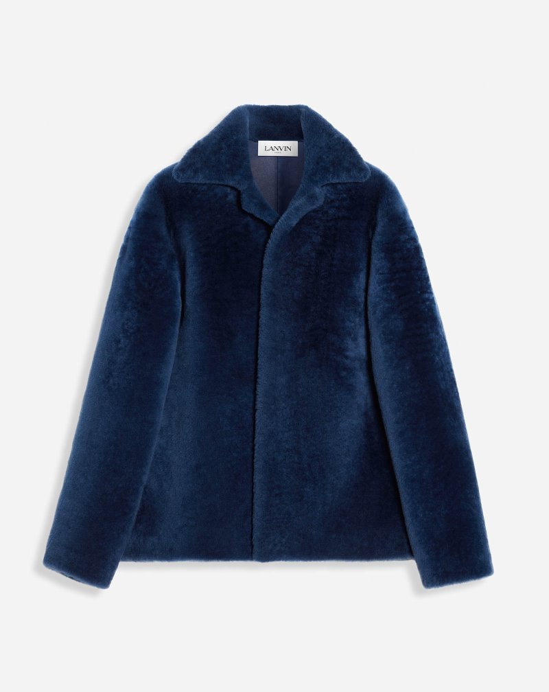 Lanvin Shearling Peacoat Rockar Herr Mörkblå | GV82-1522Y4