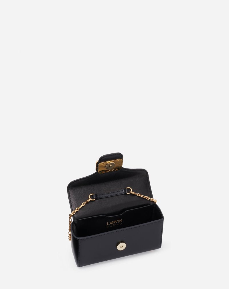 Lanvin Shiny Leather Micro Pencil Bag Väskor Dam Svarta | KQ55-0575J3