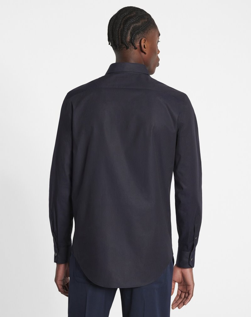 Lanvin Shirts With Grosgrain Details Skjorta Herr Blå | IX80-8830J8