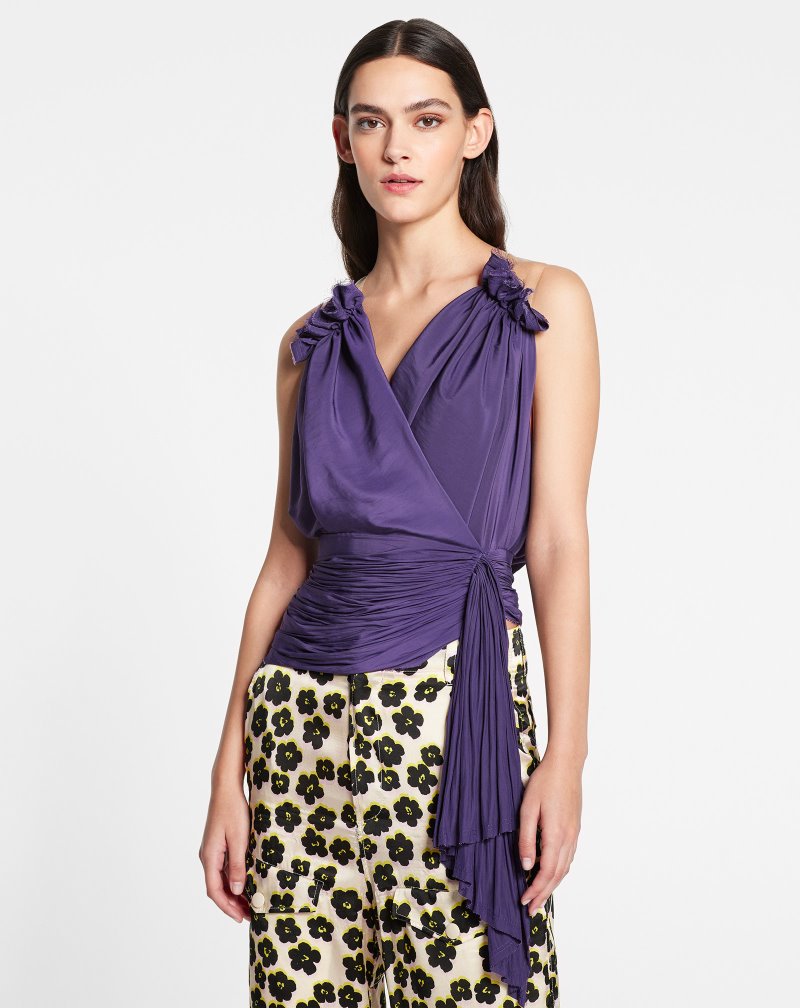 Lanvin Sleeveless Draped Top Blast Dam Lila | RZ97-2277H5