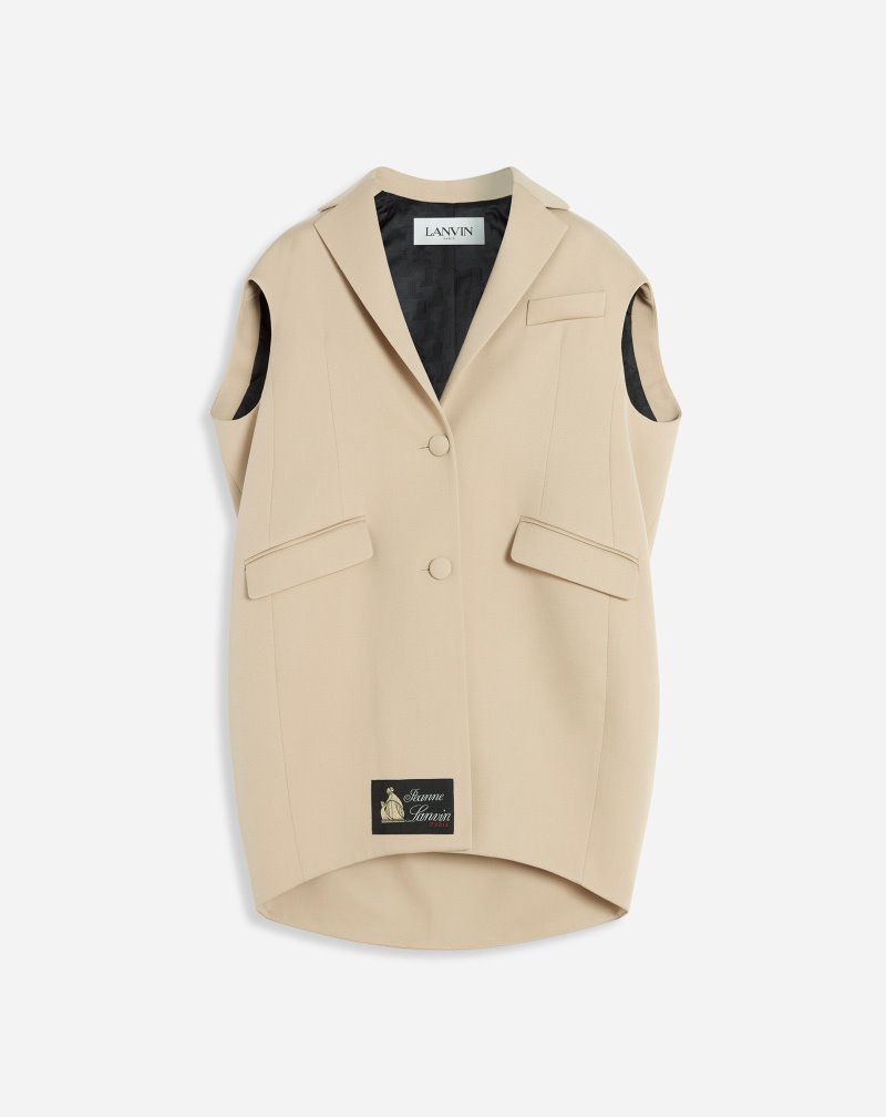 Lanvin Sleeveless Jacket Jackor Dam Ljusbeige | QL88-6528C6