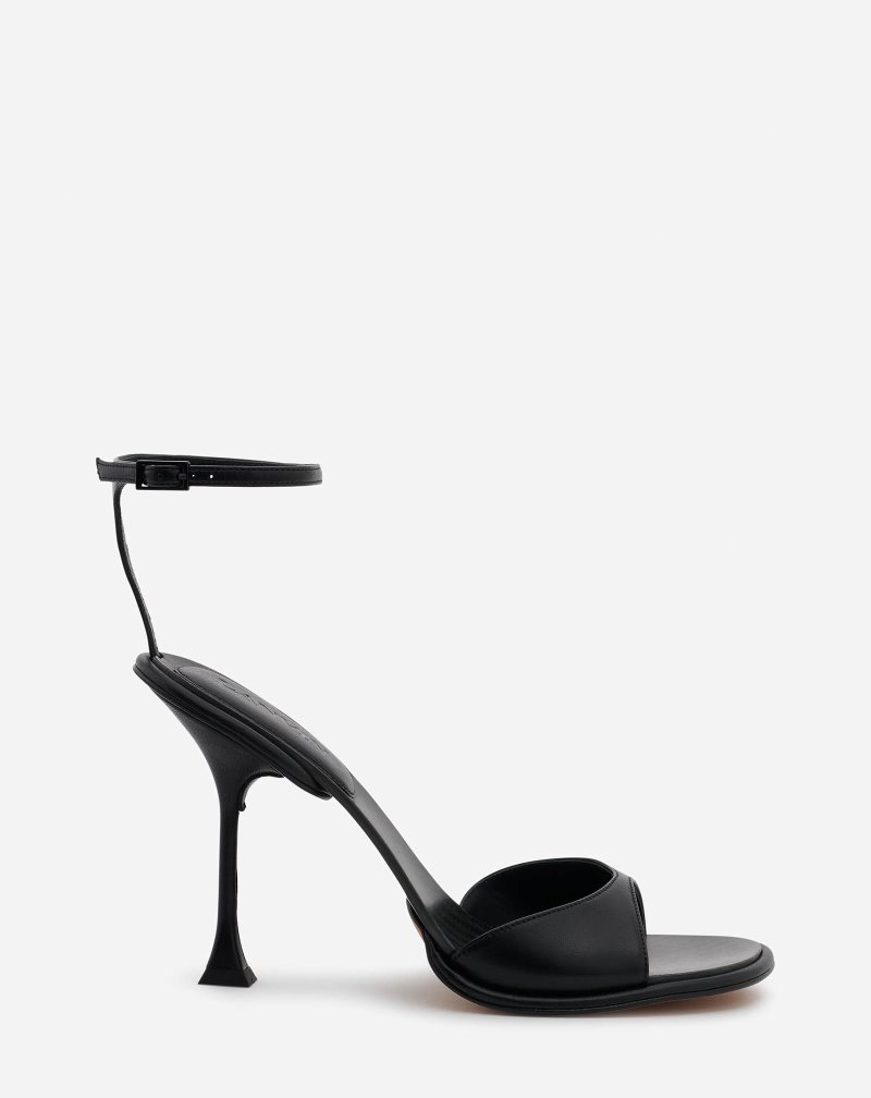 Lanvin Straplight Leather Sandals Sandaler Dam Svarta Svarta | VA25-0755M3
