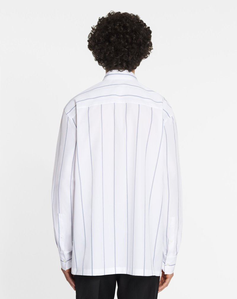 Lanvin Striped Casual Shirts Skjorta Herr Vita Blå | SY44-2774N1