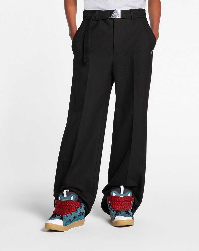 Lanvin Structured Pants With Belt Byxor Herr Svarta | ZD77-3517M0