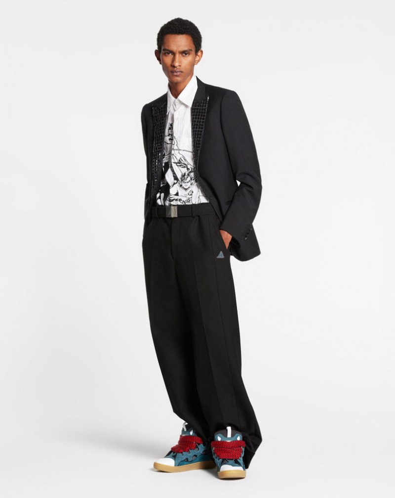 Lanvin Structured Pants With Belt Byxor Herr Svarta | ZD77-3517M0