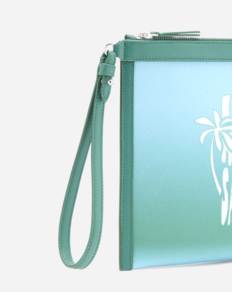 Lanvin Summer Wave Canvas Zippered Clutch Clutch Herr Blå Gröna | HU92-0312M6