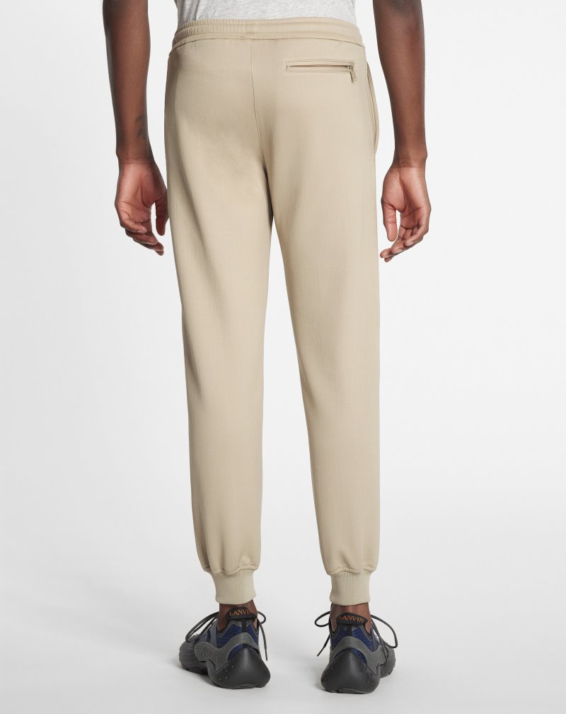 Lanvin Sweatpants With Embroidered Lanvin Triangle Logo Byxor Herr Beige | RF10-1850C4