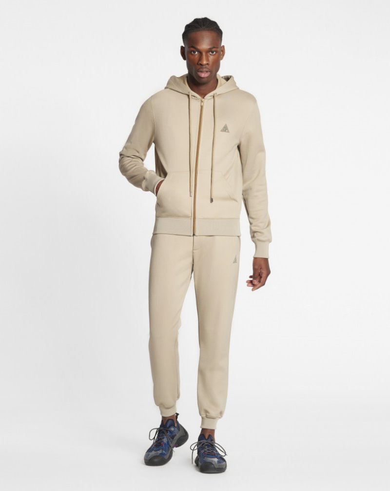 Lanvin Sweatpants With Embroidered Lanvin Triangle Logo Byxor Herr Beige | RF10-1850C4