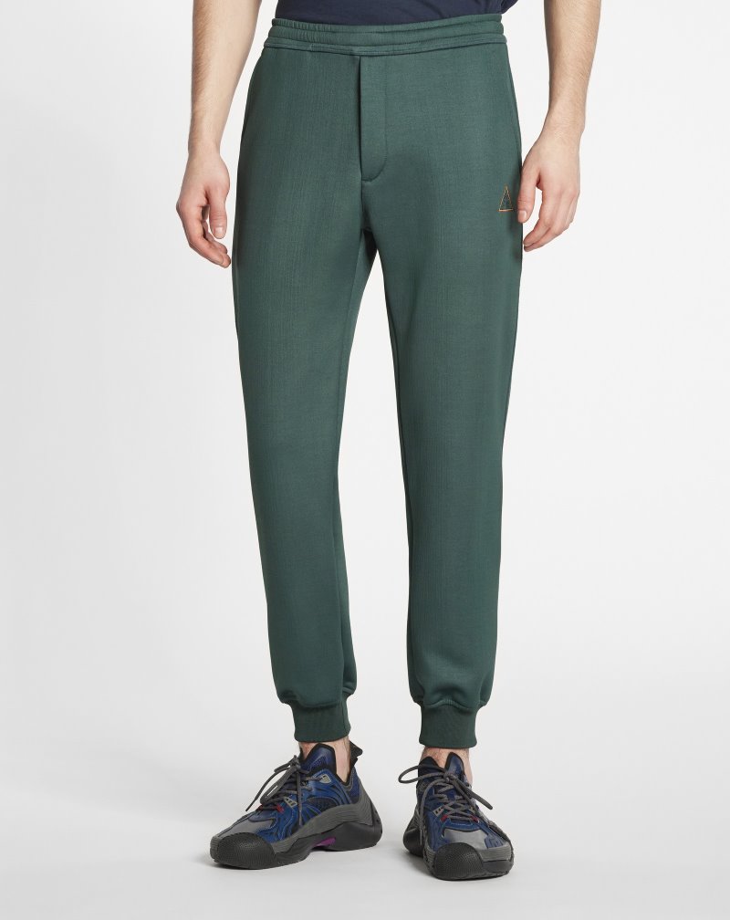 Lanvin Sweatpants With Embroidered Lanvin Triangle Logo Detail Byxor Herr Mörkgröna | HR38-0338B6