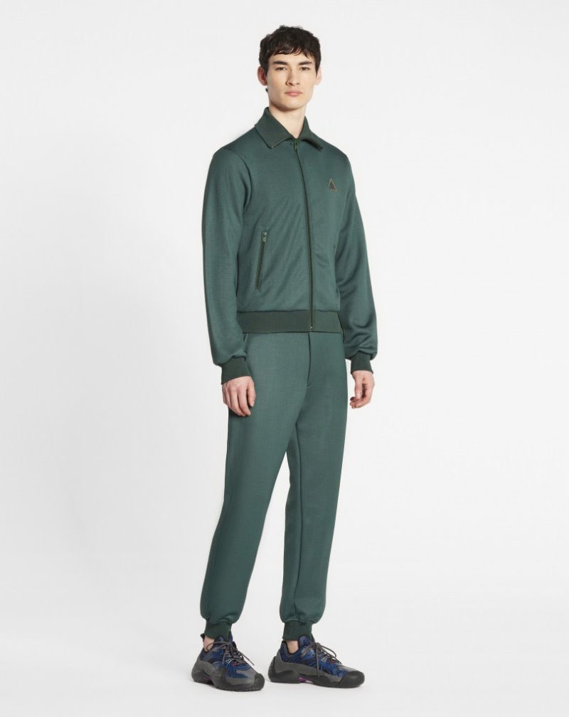 Lanvin Sweatpants With Embroidered Lanvin Triangle Logo Detail Byxor Herr Mörkgröna | HR38-0338B6