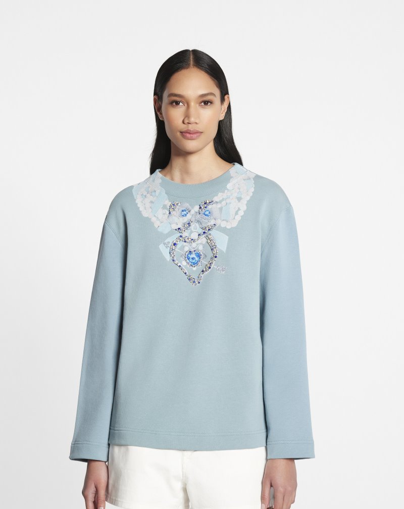 Lanvin Sweatshirt With Embroidery Necklace Tröjor Dam Grå | MM10-6310A8