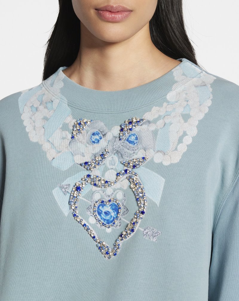 Lanvin Sweatshirt With Embroidery Necklace Tröjor Dam Grå | MM10-6310A8