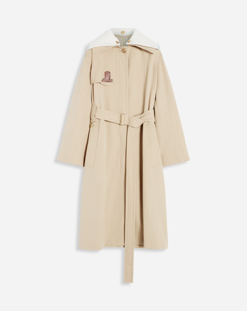 Lanvin Trench Coat Trenchcoat Dam Ljusbeige | WX78-7528R8