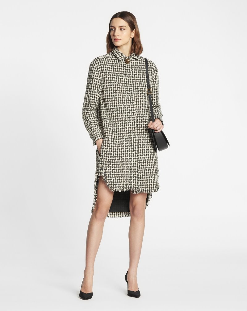 Lanvin Tweed Shirt Dress Skjorta Dam Beige Svarta | OC30-6030F4