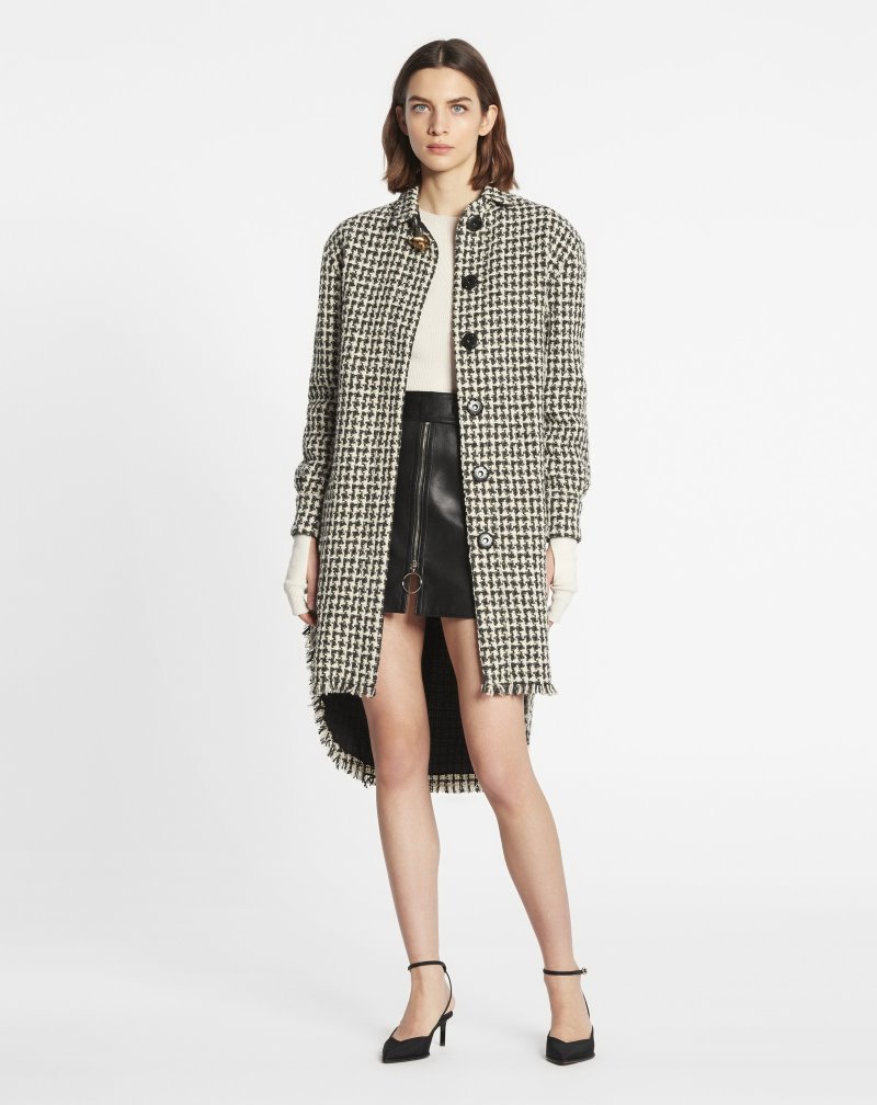 Lanvin Tweed Shirt Dress Skjorta Dam Beige Svarta | OC30-6030F4