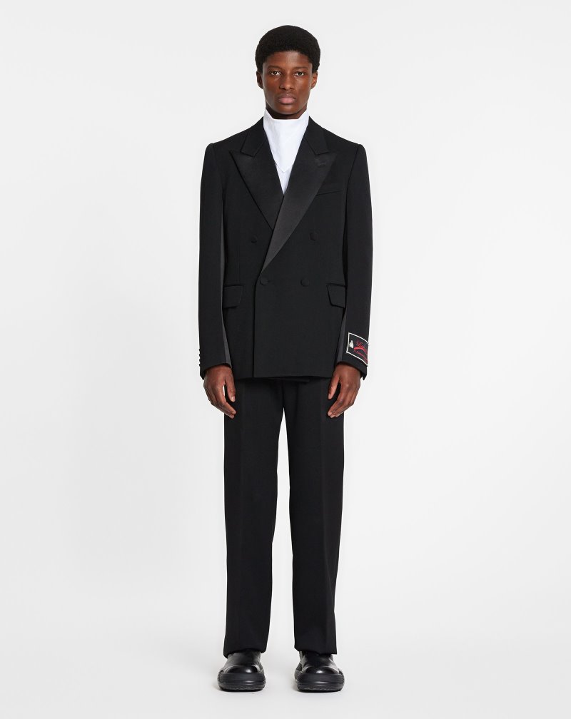 Lanvin Two Pleated Pants With Contrasting Panels Byxor Herr Svarta | VW55-6825I5