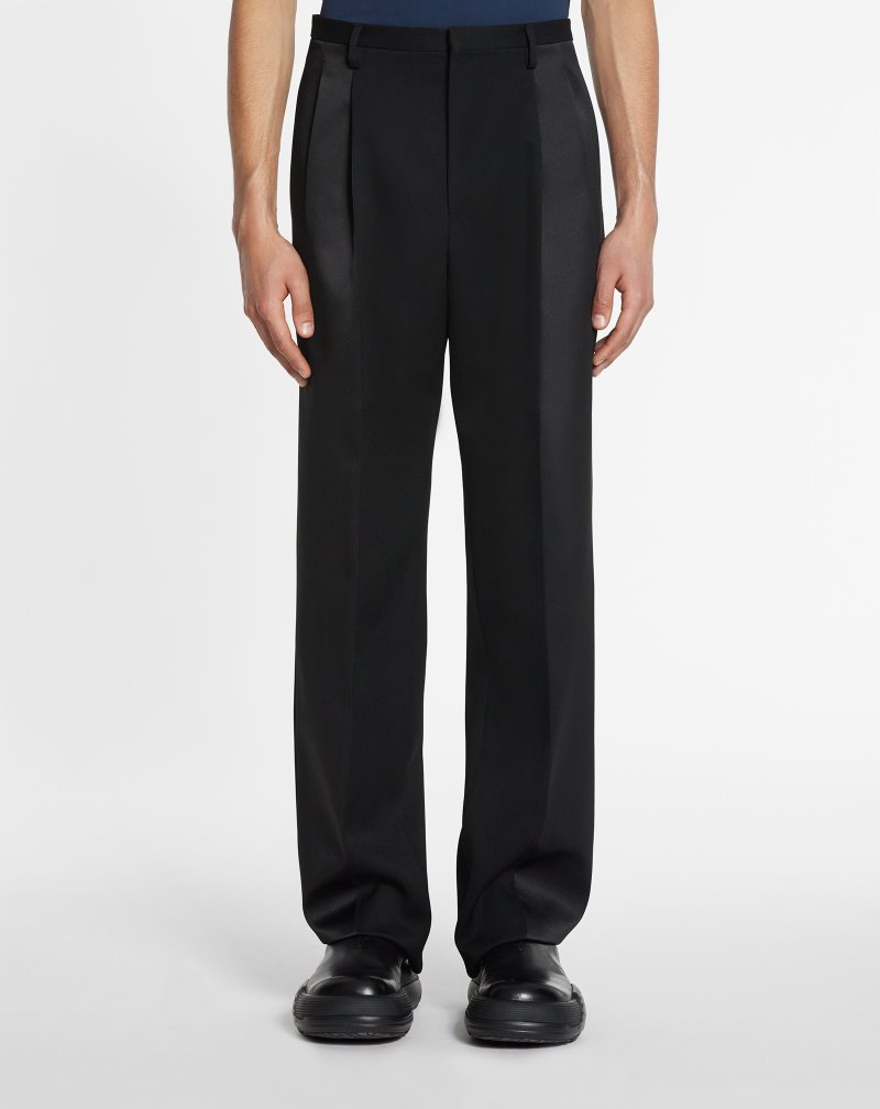Lanvin Two Pleated Pants With Contrasting Panels Byxor Herr Svarta | VW55-6825I5