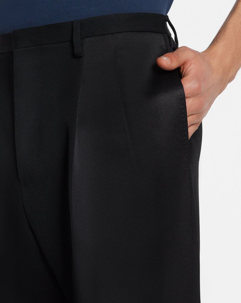 Lanvin Two Pleated Pants With Contrasting Panels Byxor Herr Svarta | VW55-6825I5