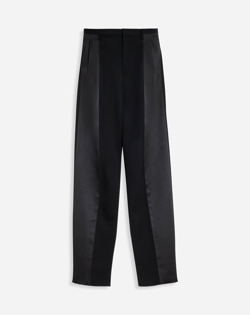 Lanvin Two Pleated Pants With Contrasting Panels Byxor Herr Svarta | VW55-6825I5