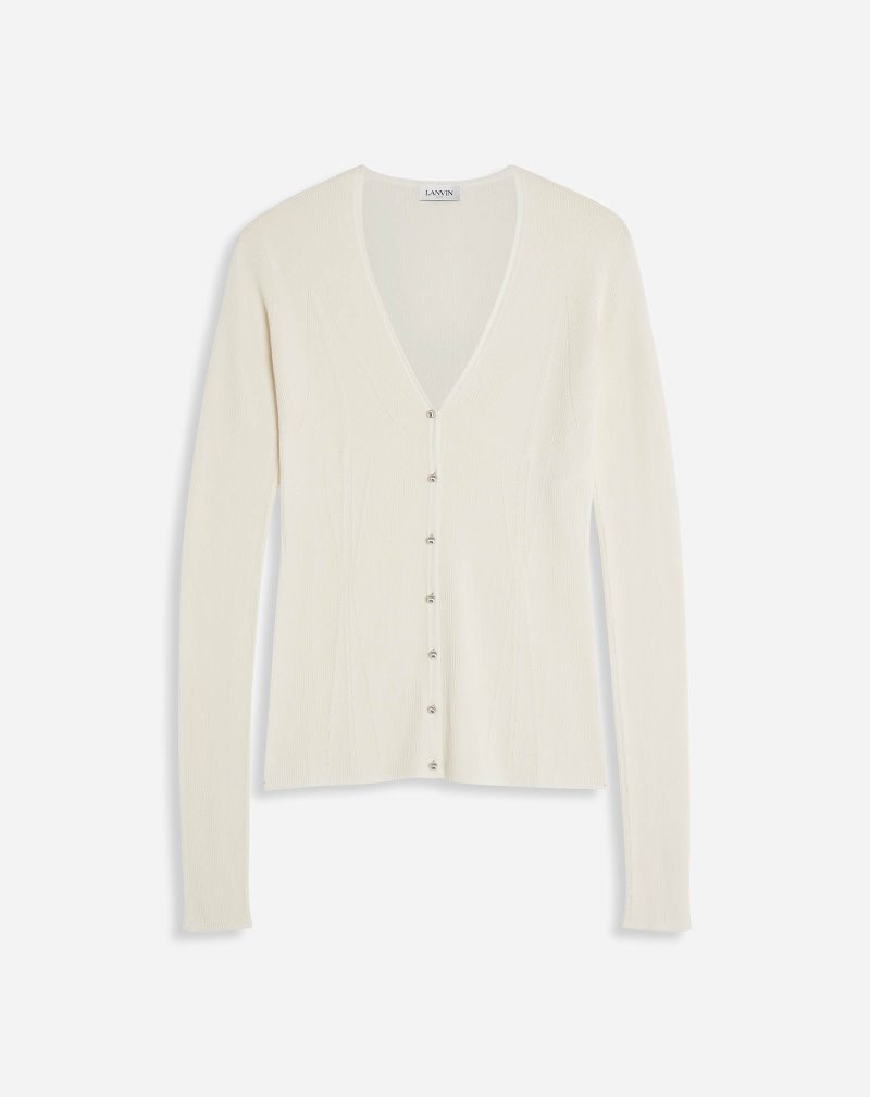 Lanvin V-neck Cardigan Kofta Dam Beige | DI65-1495I6