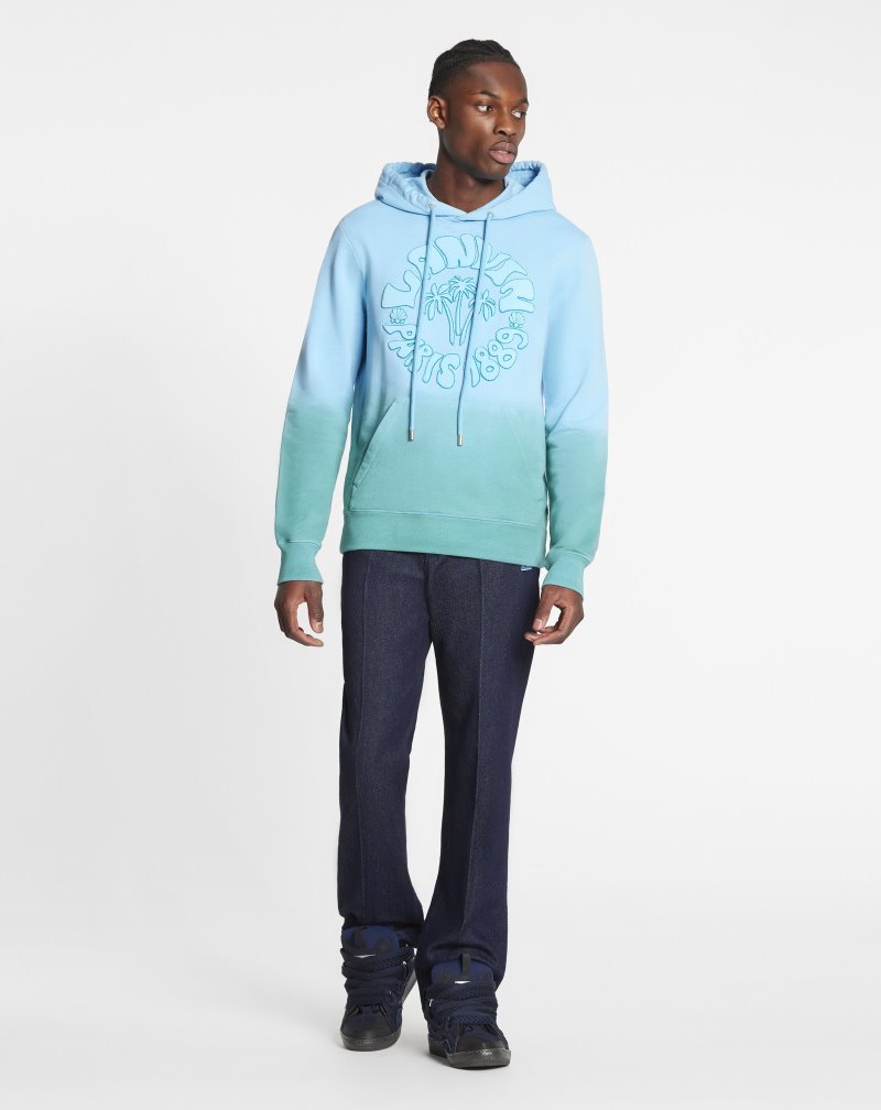 Lanvin Wave Logo Hoodie Hoodie Herr Gröna | SQ28-8098J3
