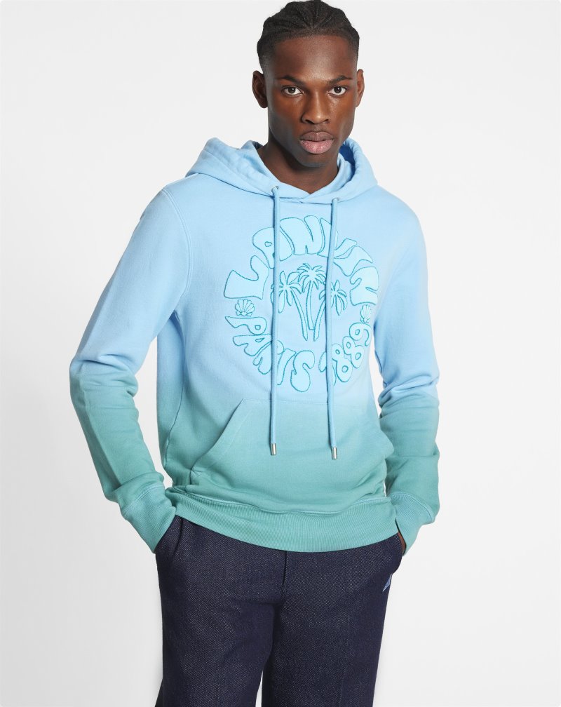 Lanvin Wave Logo Hoodie Hoodie Herr Gröna | SQ28-8098J3