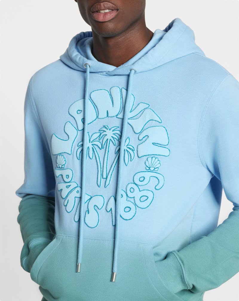 Lanvin Wave Logo Hoodie Hoodie Herr Gröna | SQ28-8098J3