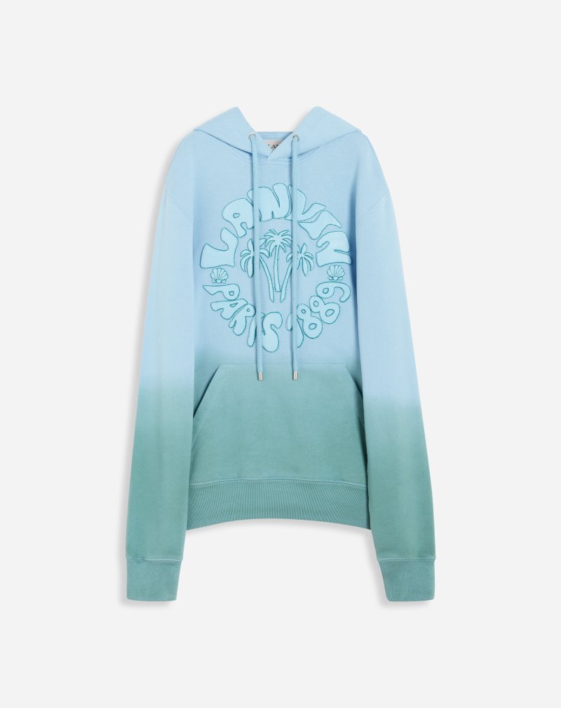 Lanvin Wave Logo Hoodie Hoodie Herr Gröna | SQ28-8098J3