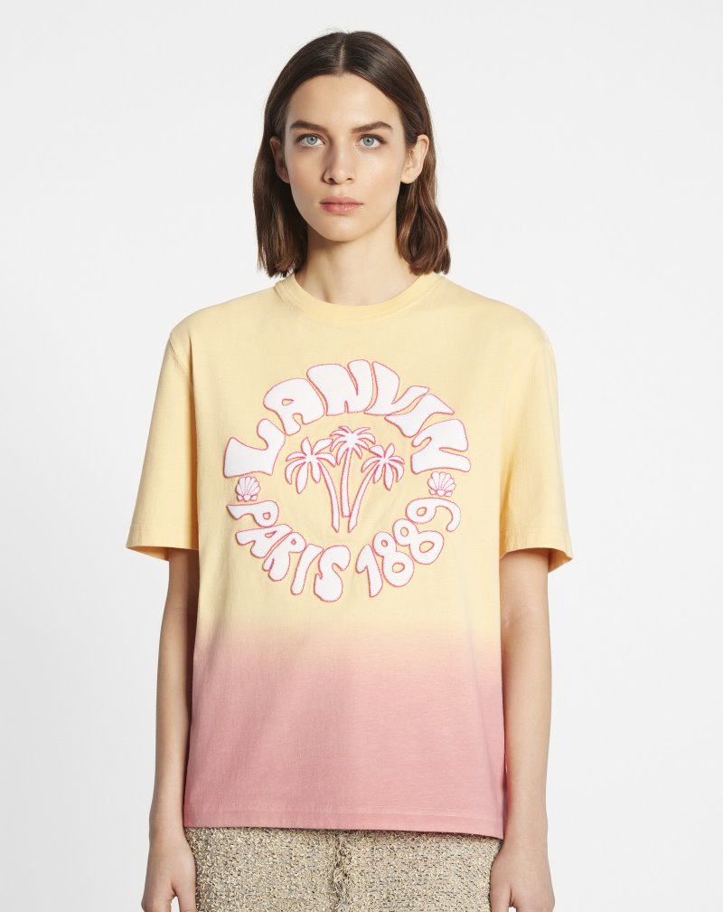 Lanvin Wave Logo T Shirts T-shirt Dam Ljusbeige | CY37-8437O5
