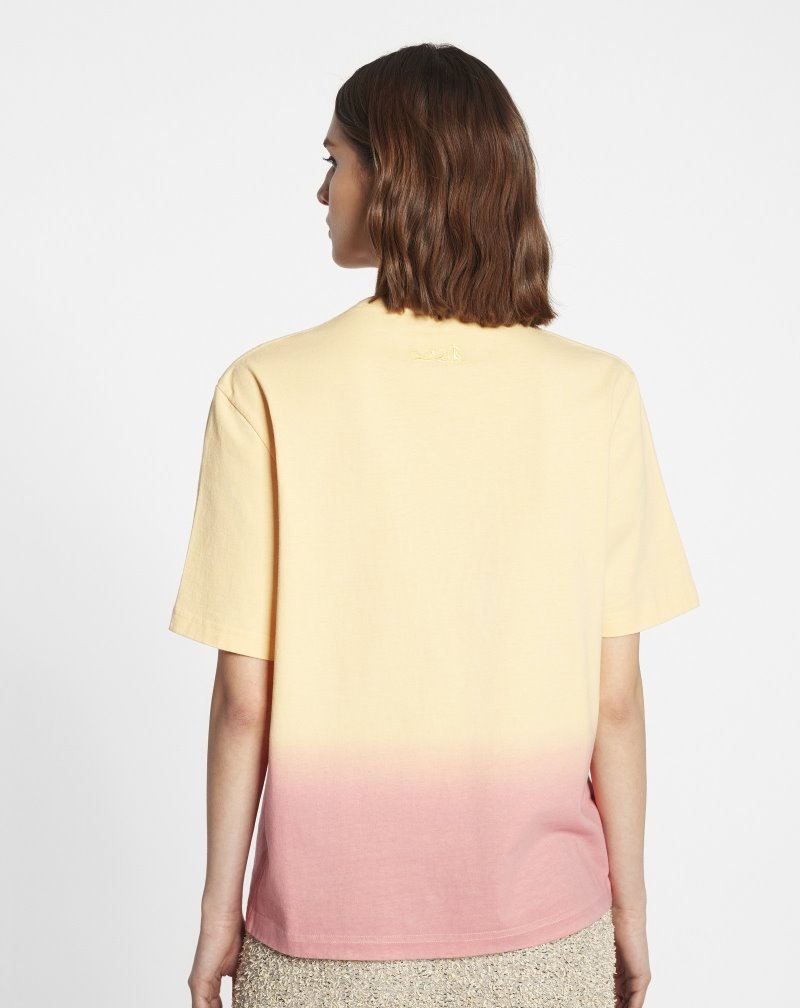 Lanvin Wave Logo T Shirts T-shirt Dam Ljusbeige | CY37-8437O5
