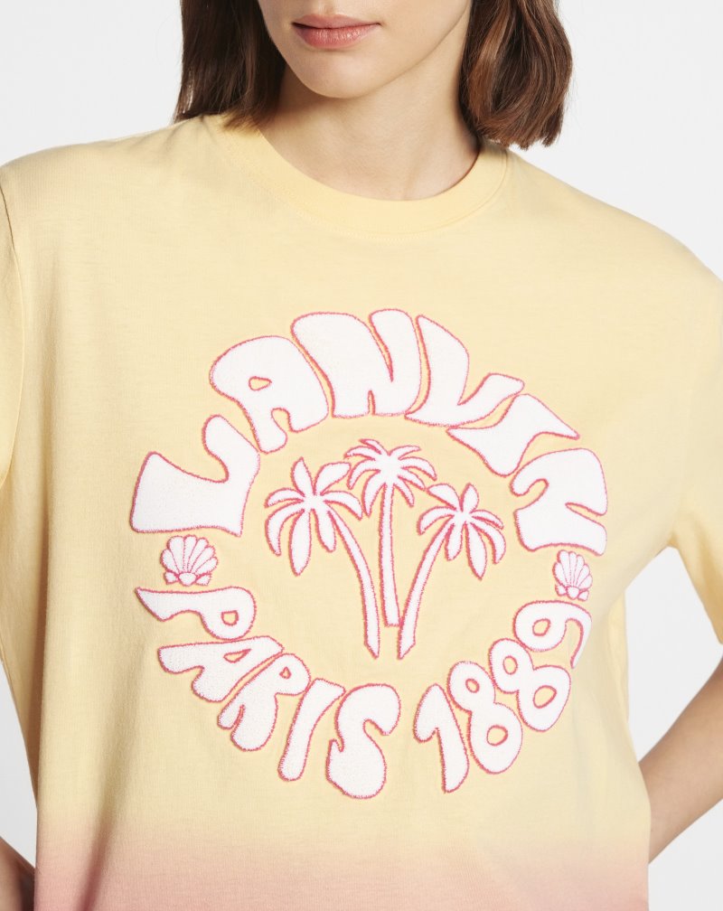 Lanvin Wave Logo T Shirts T-shirt Dam Ljusbeige | CY37-8437O5