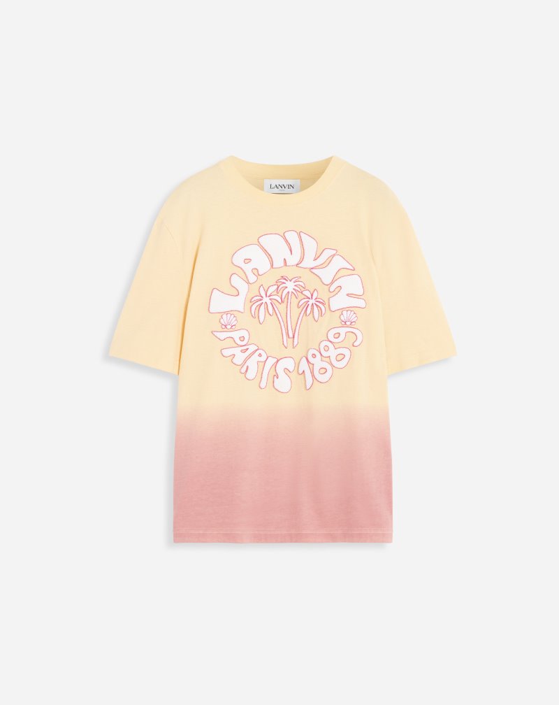 Lanvin Wave Logo T Shirts T-shirt Dam Ljusbeige | CY37-8437O5