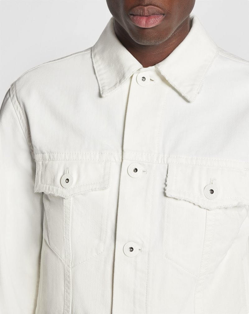Lanvin Wave Printed Denim Jacket Jackor Herr Vita | ON84-6034F4